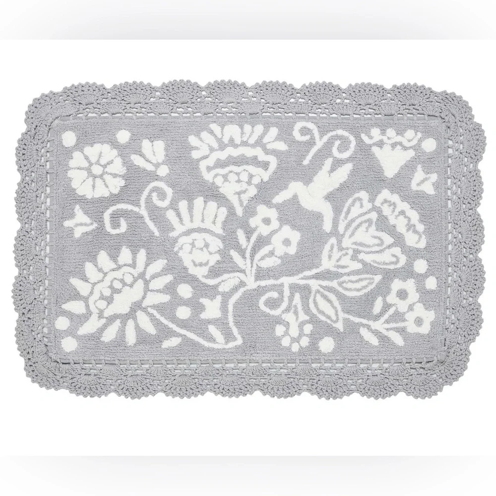 The Pioneer Woman Mazie Two-Color Floral Crochet Cotton Bath Rug, 20